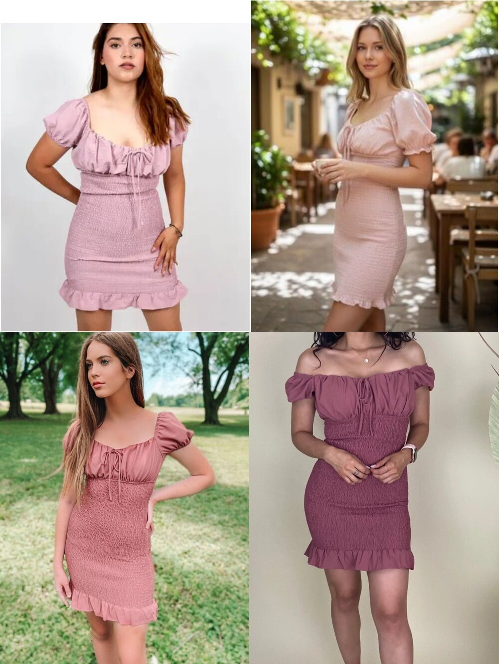 Smocked Puff Sleeve Mini Dress - Pink - Picture 9 of 10